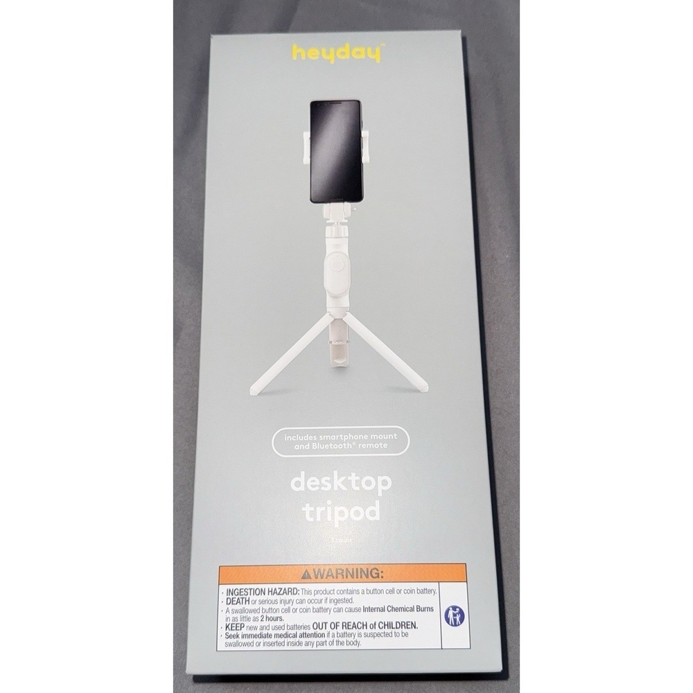 heyday Desktop Tripod Stone White NEW Bluetooth Remote Smartphone Mount